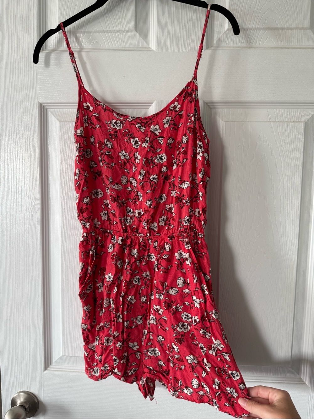H&M Red Floral Spaghetti-Strap Romper